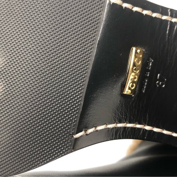 Gucci Shearling Trim Black Leather Knee High Pull On Riding Boots 37 - Picture 10 of 10